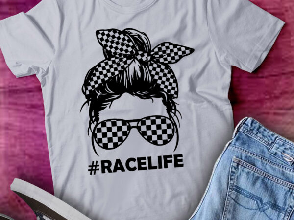 Race life messy bun dirt track racing girl race wife lts-d t shirt design online