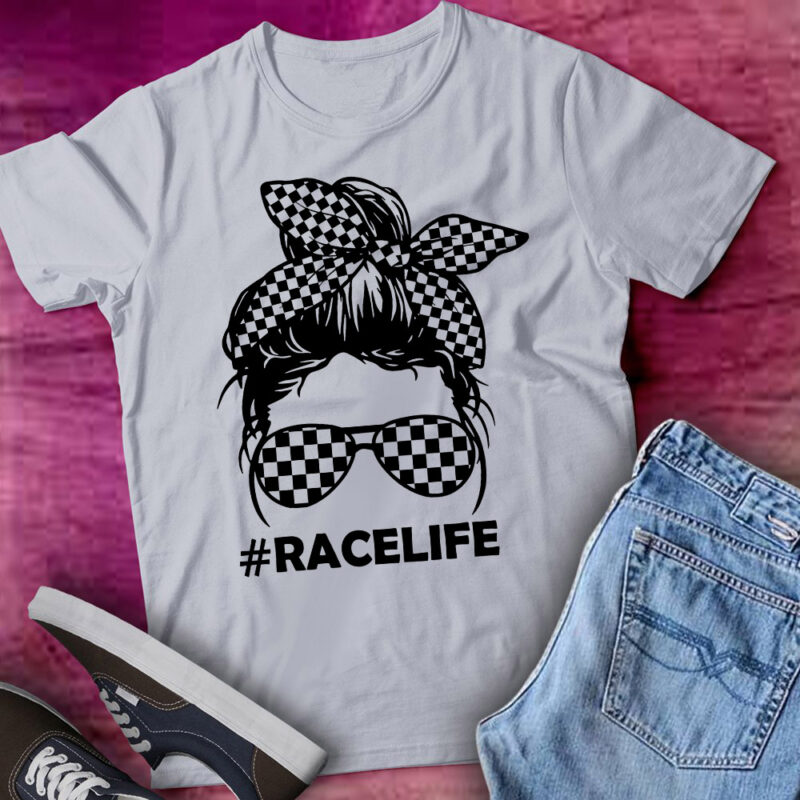 Race Life Messy Bun Dirt Track Racing Girl Race Wife lts-d