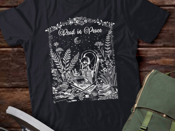 Read in peace books reading halloween skeleton book lover lts-d t shirt design online