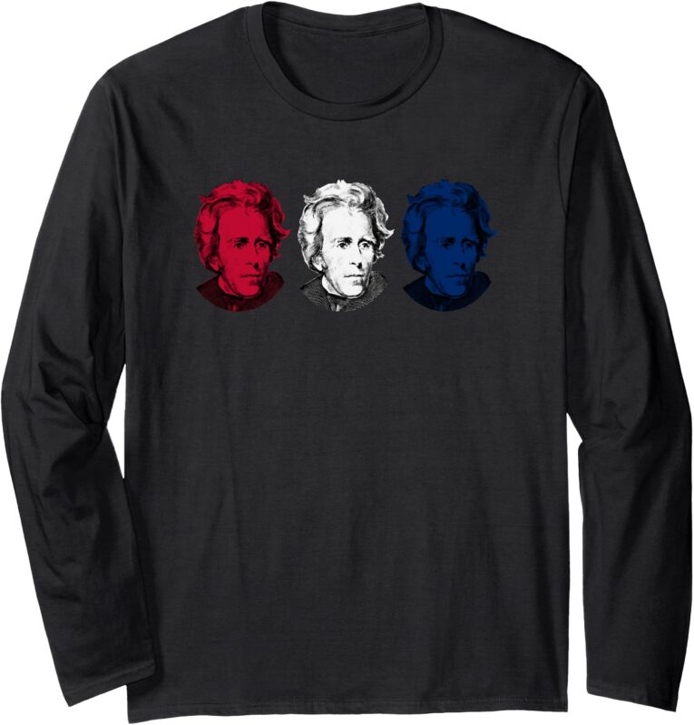 Red, White, and Blue – Andrew Jackson Long Sleeve T-Shirt