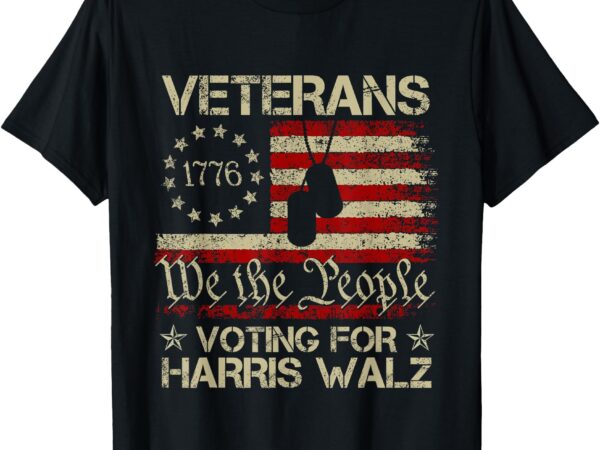 Retro america flag veterans voting for harris walz 2024 t-shirt