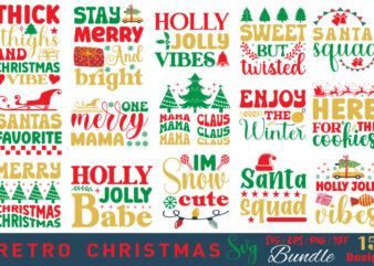 Retro Christmas T-shirt Bundle Retro Christmas SVG Bundle