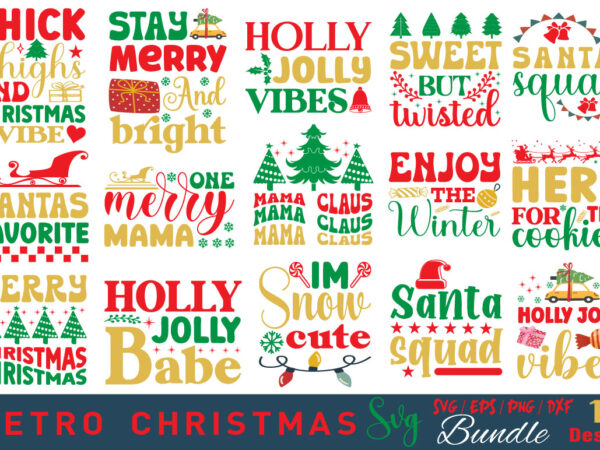 Retro christmas t-shirt bundle retro christmas svg bundle