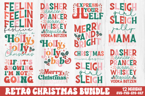 Retro christmas t-shirt bundle retro christmas svg bundle