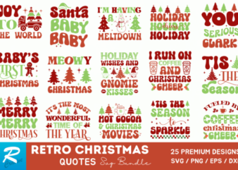 Retro Christmas T-shirt Bundle Retro Christmas Svg Bundle