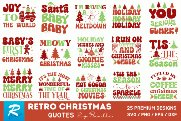 Retro christmas t-shirt bundle retro christmas svg bundle