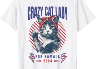 Retro Crazy Cat Lady For Kamala Harris For President 2024 T-Shirt