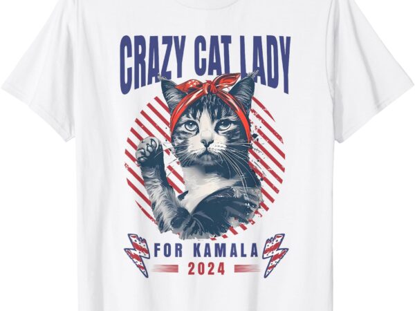 Retro crazy cat lady for kamala harris for president 2024 t-shirt