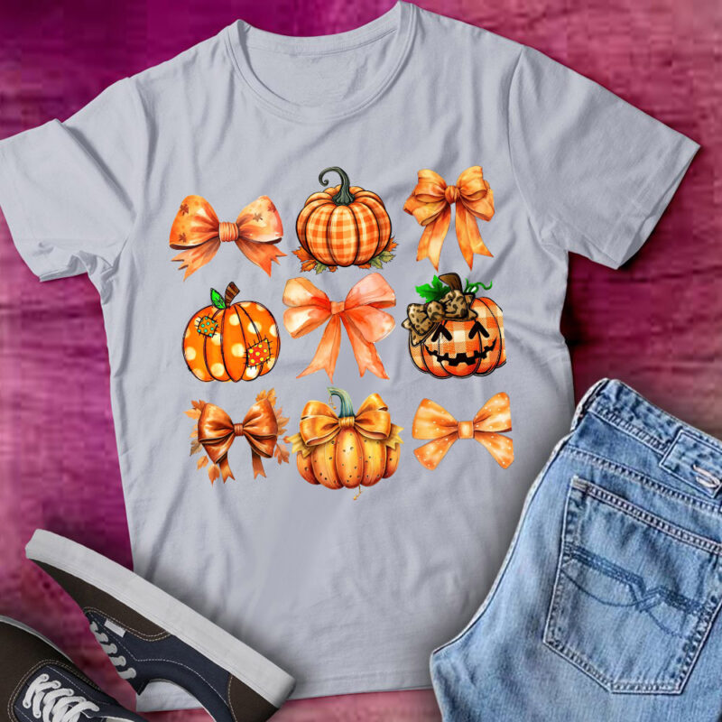 Retro Fall Pumpkin Coquette Bow Autumn Pumpkin Vintage Gift lts-d