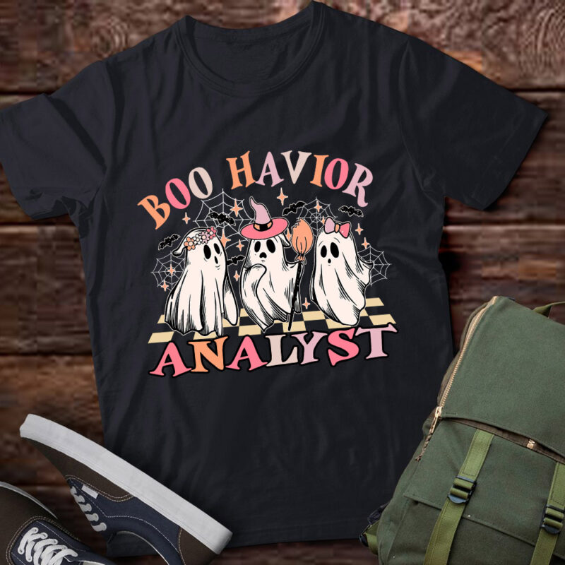 Retro Ghost Boo Havior Analyst Therapist BCBA Halloween T-Shirt ltsp