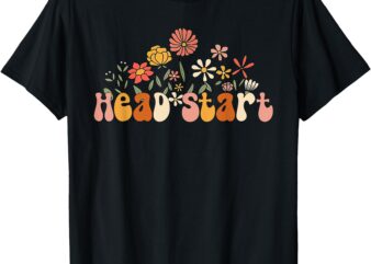 Retro Head Start Era Groovy Flower Headstart Teacher T-Shirt