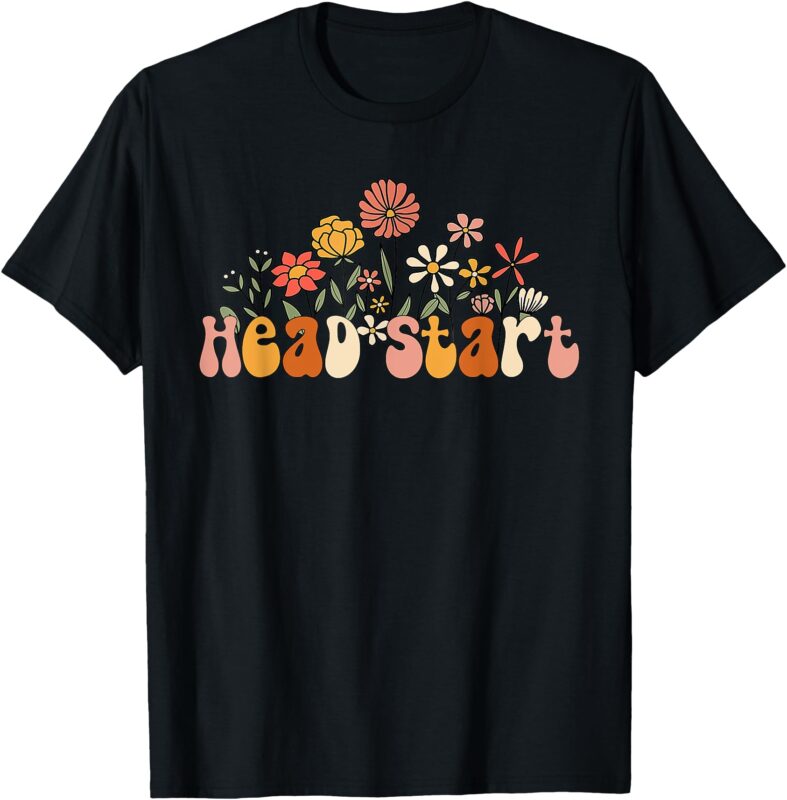 Retro Head Start Era Groovy Flower Headstart Teacher T-Shirt