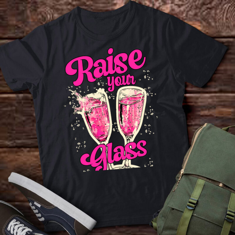 Retro Raise Your Glass Pink Party Cheers For Men Women Kids T-Shirt ltsp