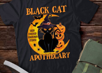 Retro Scary Halloween Costume Black Cat Salem Apothecary T-Shirt ltsp