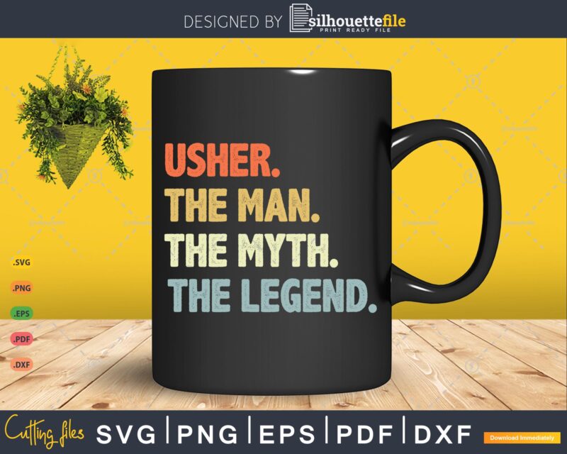 Retro Style Usher Gift The Man Myth Lagend