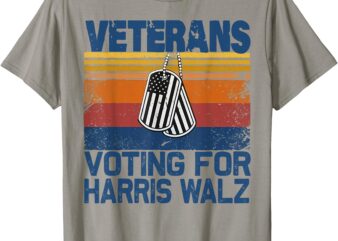 Retro Vintage Veterans Voting For Harris Walz Waltz 2024 T-Shirt