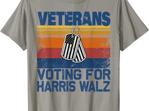 Retro vintage veterans voting for harris walz waltz 2024 t-shirt