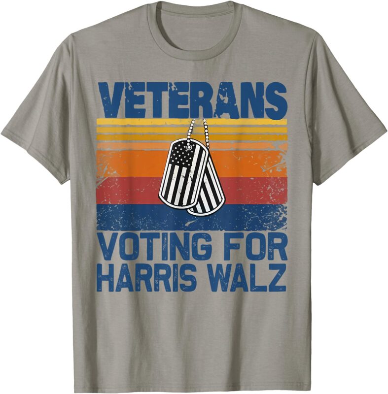 Retro Vintage Veterans Voting For Harris Walz Waltz 2024 T-Shirt