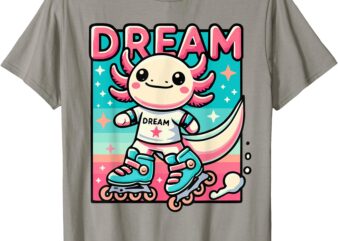 Rollerblading Axolotl – Cute Salamander on Inline Skates T-Shirt