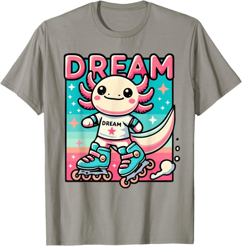 Rollerblading Axolotl – Cute Salamander on Inline Skates T-Shirt