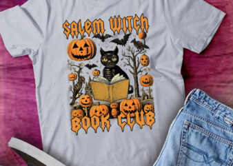 Salem Witch Book Club Black Cat Witch Spooky Halloween Gift lts-d