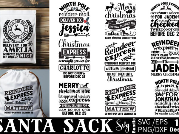 Santa sack t-shirt bundle santa sack svg bundle