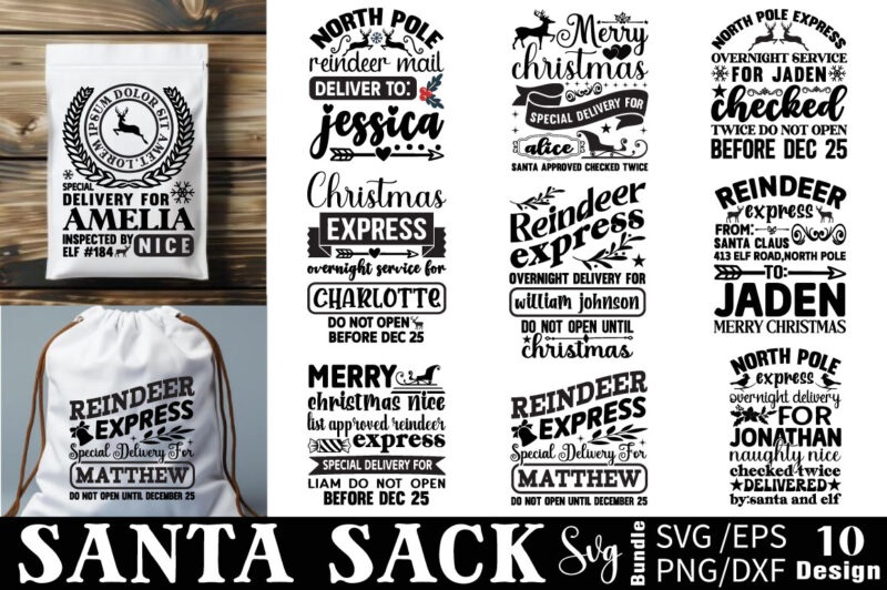 Santa Sack T-shirt Bundle Santa Sack Svg Bundle