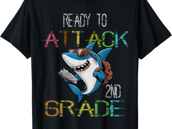 Shark back to school 2nd grade ready to attack t-shirt