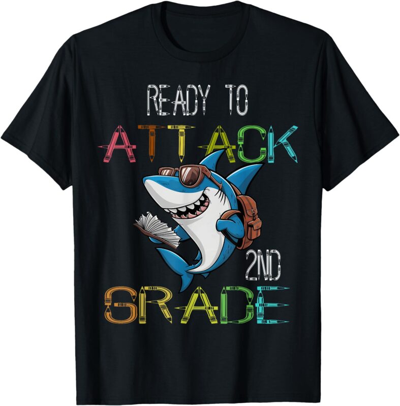 Shark Back to School 2nd Grade Ready to Attack T-Shirt