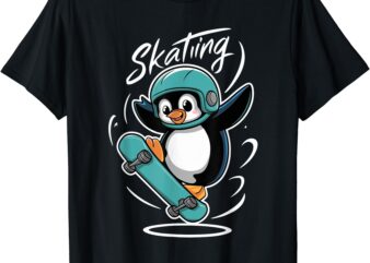 Skating Penguin Skateboard Funny Skater Penguin T-Shirt