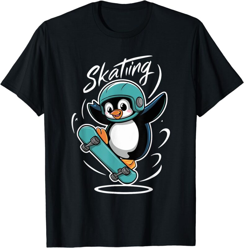 Skating Penguin Skateboard Funny Skater Penguin T-Shirt