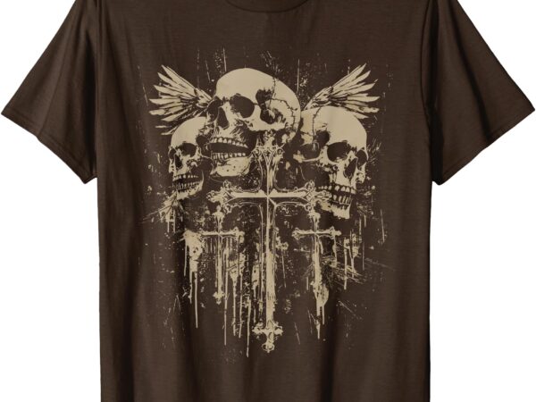 Skull cross wings y2k goth alt grunge gothic emo aesthetic t-shirt