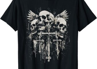 Skull Cross Y2K Goth Alt Grunge Gothic Emo Aesthetic T-Shirt