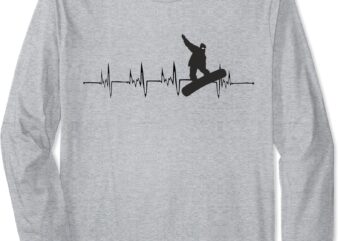 Snowboarding Heartbeat EKG Pulse Snowboarder Gift Long Sleeve T-Shirt