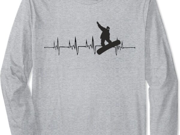 Snowboarding heartbeat ekg pulse snowboarder gift long sleeve t-shirt