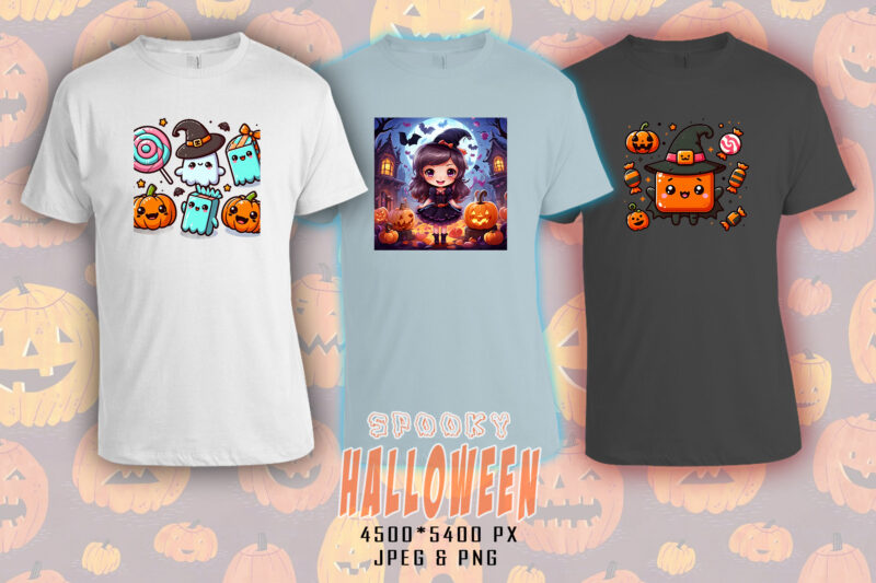 Spooky Halloween Party t-shirt design bundle with 20 png & jpeg designs – download instantly Retro Vintage T-shirt