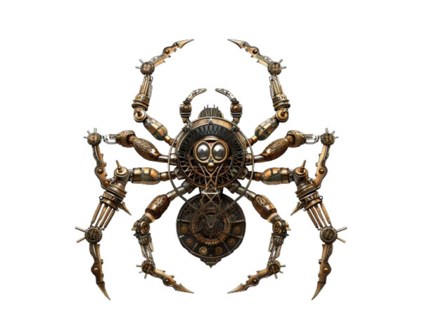 Steampunk halloween spider t shirt template vector