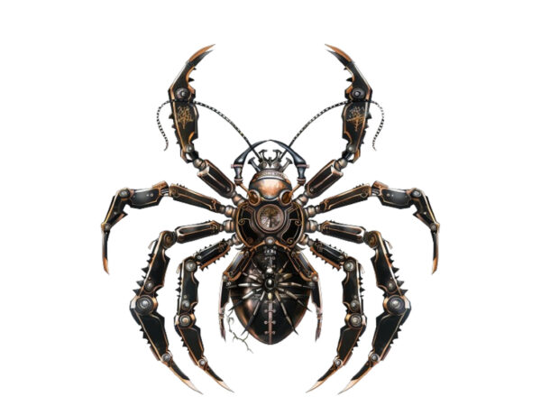 Steampunk halloween spider t shirt template vector