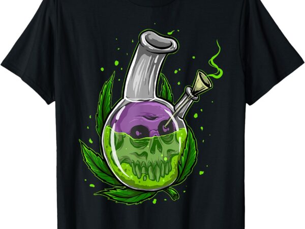 Stoner gift smoking weed leaf & skull marijuana t-shirt