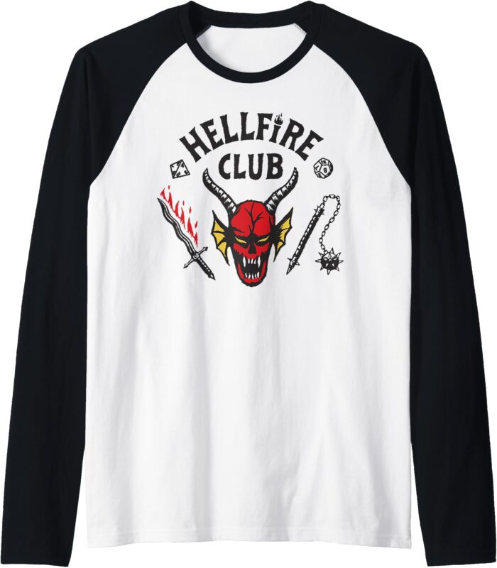 Stranger Things 4 Hellfire Club Logo Raglan Baseball Tee