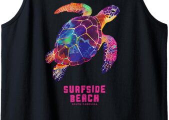 Surfside Beach South Carolina Holiday SC Vacation Sea Turtle Tank Top t shirt template vector