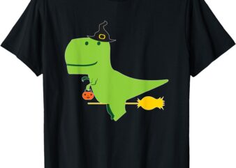 T-Rex Witch Funny Tyrannosaurus Dinosaur Halloween Costume T-Shirt