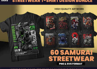 60 Japanese Designs bundles, T-shirt Design bundle, Samurai Designs, Samurai Geisha, ninja designs, Graphics tees design, Ronin, DTF, DTG