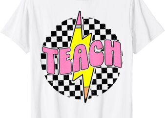 Teach Pencil Lightning Bolt Retro Back To School for Teacher T-Shirt