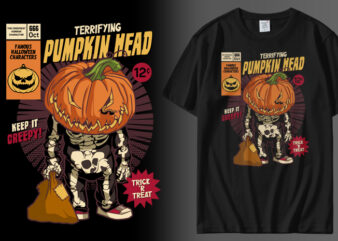 Terrifying Pumpkin Head t shirt designs for sale