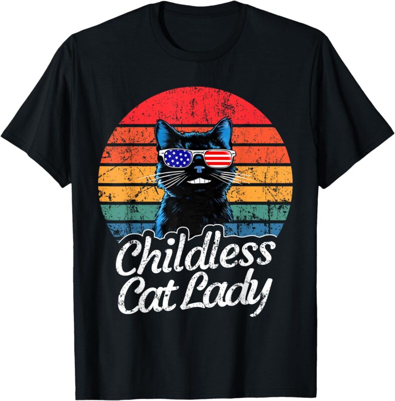 This Childless Cat Lady is Voting Kamala-Harris 2024 Retro T-Shirt