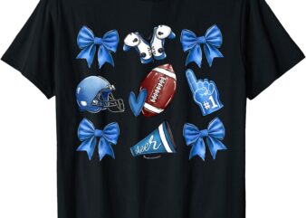 Touchdown T-Shirt Funny Blue Cheer Football Game Day Coquette Bow