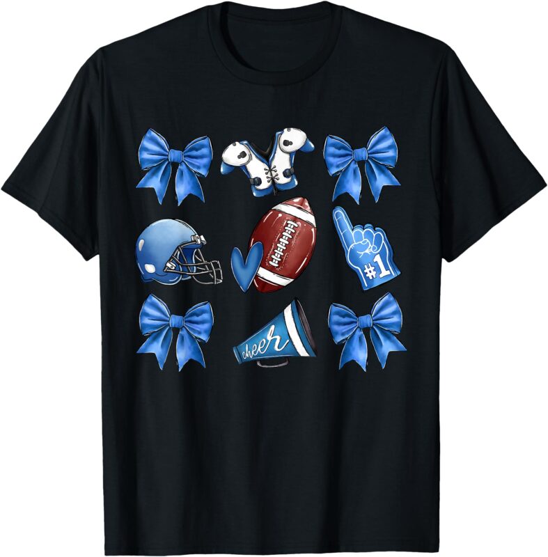 Touchdown T-Shirt Funny Blue Cheer Football Game Day Coquette Bow