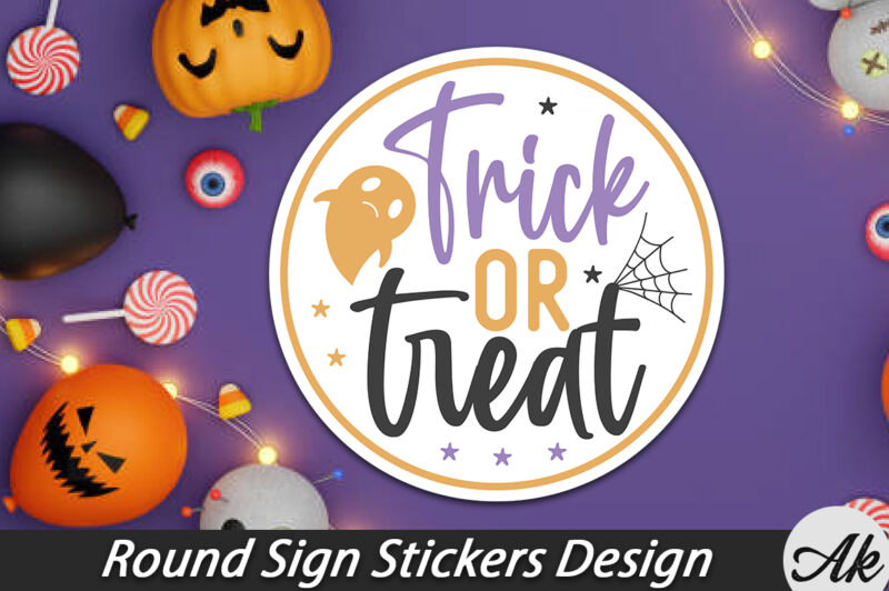 Trick or treat Round Sign