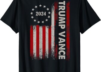 Trump Vance 2024 President Trump Supporter US Flag (on back) T-Shirt